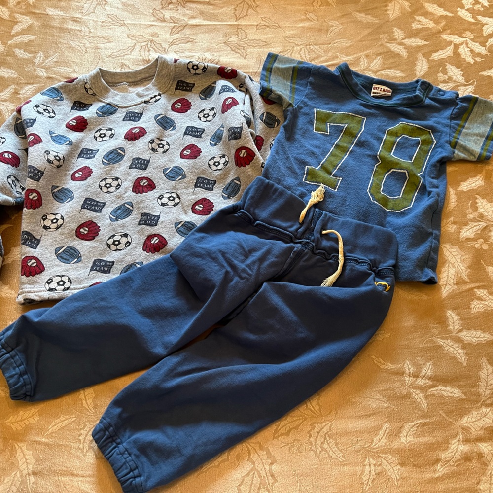 Appaman Cotton Baby Boy Jogger, Blitz Football tee and sports sweatshirt